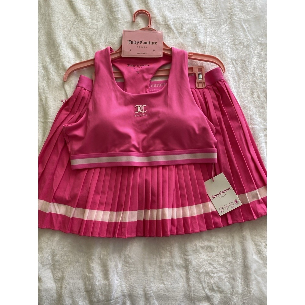 Juicy‎ Couture Sport Women's Tennis Set Pink Y2K Pleated Skort Set NWT- Sz Large